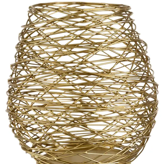 Northlight Medium Woven Iron Votive Candle Holder - 8.5" - Brass Finish Bronze {7}