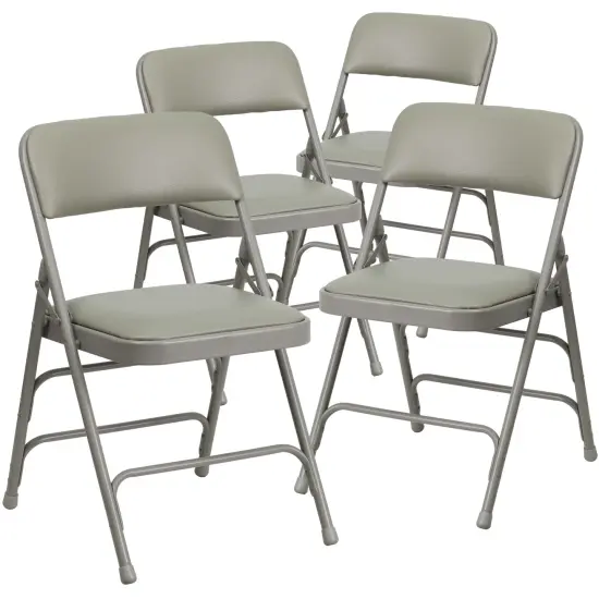 Emma and Oliver 4 Pack Home & Office Portable Party Events Padded Metal Folding Chair GrayVinyl/GrayFrame {1}