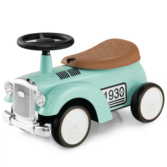 Kids Sit To Stand Vehicle With Working Steering Wheel And Under Seat Storage Green {4}