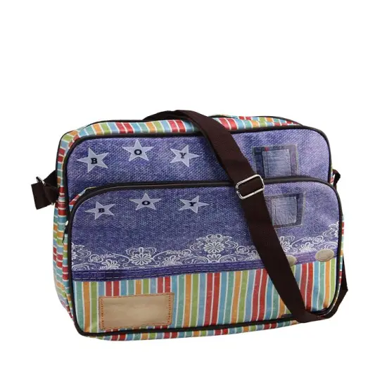 Northlight 15" Decorative Stripes and Jean Design Crossbody Bag/Purse with Strap Multi {1}