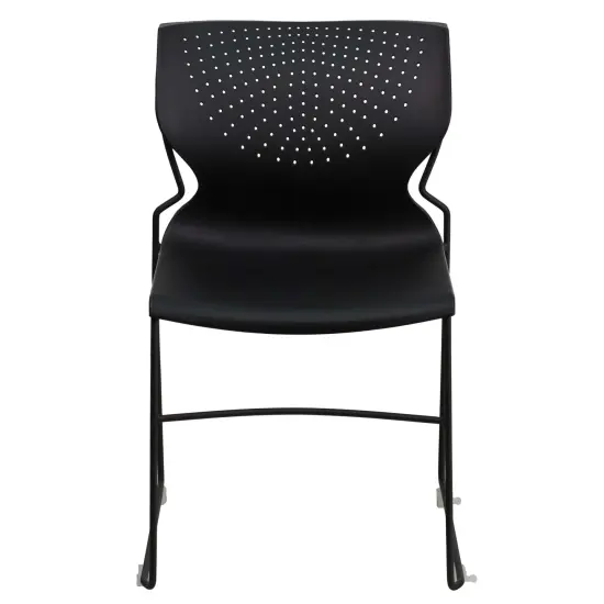Emma and Oliver Home and Office Stack Chair with Lumbar Support and Metal Frame - Guest Chair Black {3}