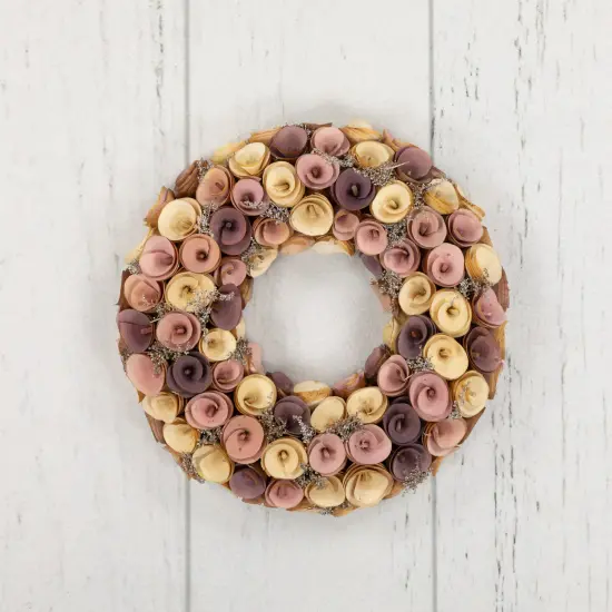 Northlight Artificial Floral Wooden Spring Wreath - 12" - Pink and Yellow {6}