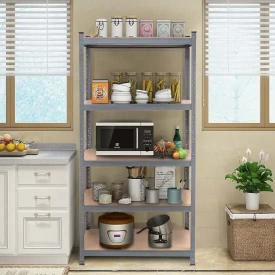 5 Tier Garage Storage Shelf Heavy Duty Steel Rack with Adjustable MDF Shelves for Home and Shop Grey {6}