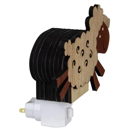 Roman 6" Wooden LED Leaping Sheep Night Light Brown {6}