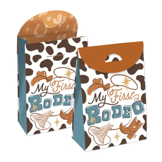 Big Dot of Happiness My First Rodeo - Little Cowboy 1st Birthday Gift Favor Bags - Party Goodie Boxes - Set of 12 {1}