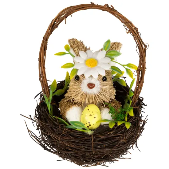 Northlight Rabbit with Twig Basket Easter Decoration - 7" Brown {1}