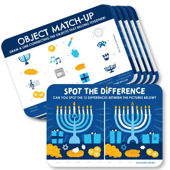 Big Dot of Happiness Hanukkah Menorah - 2-in-1 Chanukah Holiday Party Cards - Activity Duo Games - Set of 20 {1}
