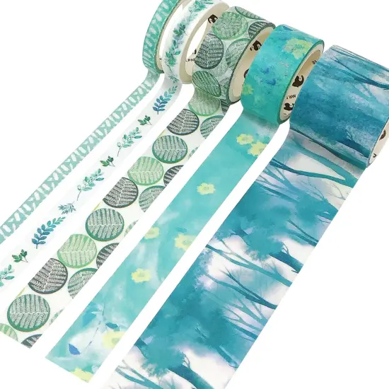 Wrapables Decorative Washi Tape Box Set (10 Rolls) Green Floral {4}