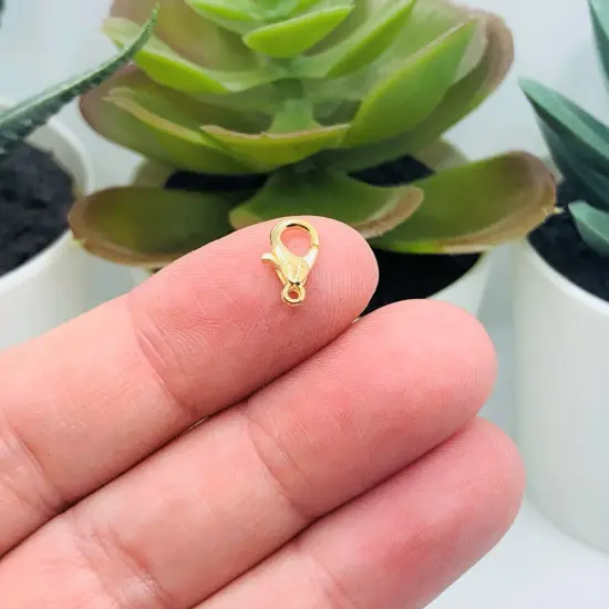 100 or 500 Pieces: 6 x 10 mm KC Gold / Light Gold Plated Lobster Claw Clasps {2}