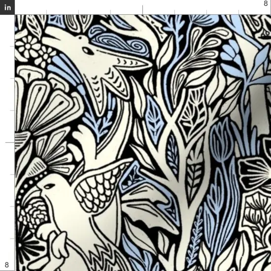 Various Fabrics by the Yard or Fat Quarter Dragon Literary Blue And White Fantasy Botanical Fairy Tale Custom Printed Fabric by Spoonflower {4}