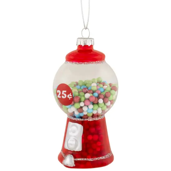 Northlight 4" Retro Gumball Machine Glass Christmas Ornament Red {5}