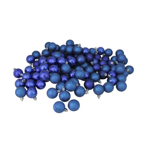 Northlight Shatterproof 4-Finish Christmas Ball Ornaments - 1.5" (40mm) - Royal Blue - 96ct {1}
