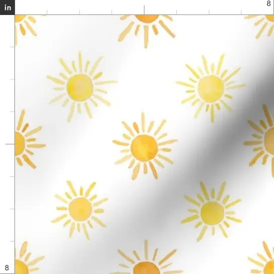 Various Fabrics by the Yard or Fat Quarter Sun Whimsical Watercolor Bright Sunny Custom Printed Fabric by Spoonflower {4}