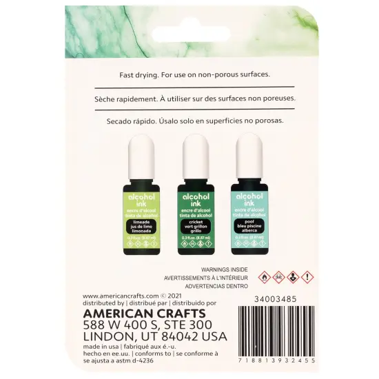 American Crafts Alcohol Ink 0.3oz 3/Pkg-Limeade {4}