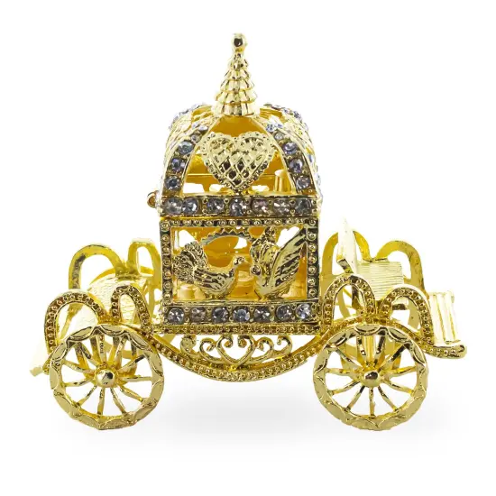 Golden Royal Coronation Coach Trinket Box Figurine {4}