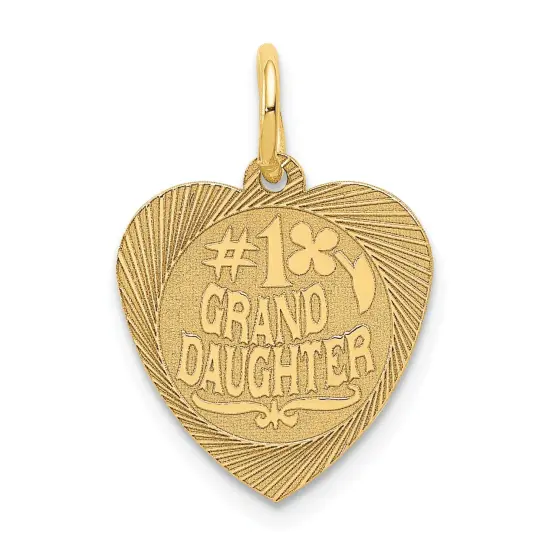 14K Yellow Gold #1 Granddaughter Heart Charm Pendant Jewerly 18mm x 14mm {1}