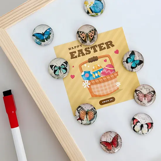 Wrapables Crystal Glass Magnets, Refrigerator Magnets for Office Whiteboards, Cabinets, Lockers (Set of 12) Butterflies {6}