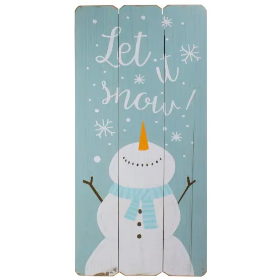 Northlight 24" Wooden 'Let It Snow' Snowman Hanging Christmas Wall Sign Blue {1}