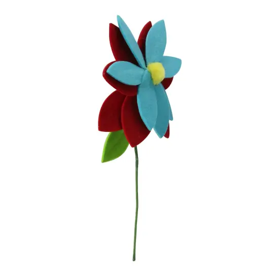 Raz 16" Bohemian Blue and Red Pointed Flower Christmas Spray {3}
