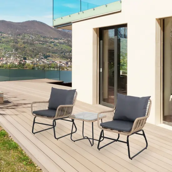 Northlight 3-Piece Santa Cruz Rattan Outdoor Patio Chat Set with Cushions Brown {3}