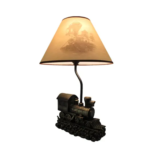 Light in the Tunnel Steam Train Engine Table Lamp with Shade {1}