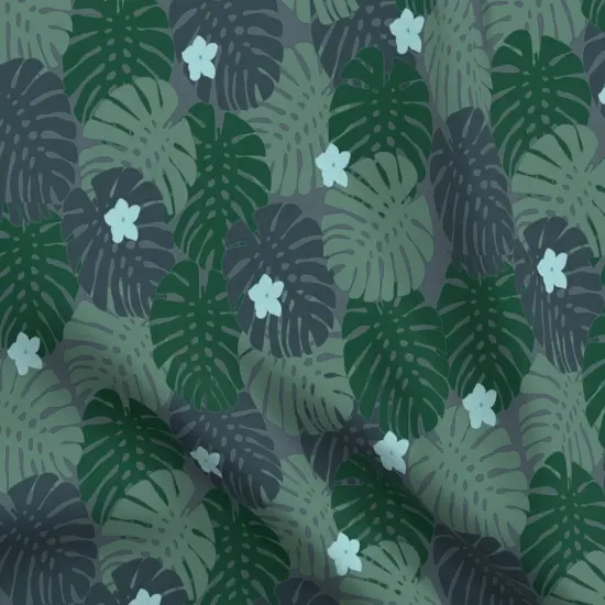 Various Fabrics by the Yard or Fat Quarter Green Beach Tropical Hawaii Moody Rainforest Cool Tone Jungle Plants Botanical Floral Leaves Large Scale Custom Printed Fabric by Spoonflower {5}