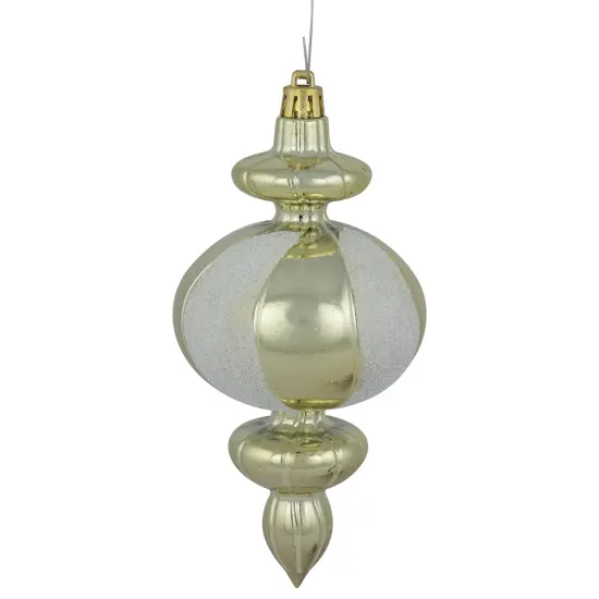 Northlight 8ct Champagne Shiny Finish Shatterproof Finial Christmas Ornaments, 6" Gold {4}