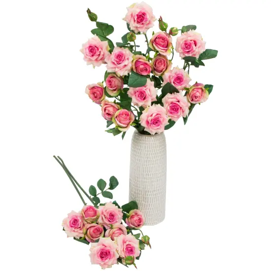 Northlight Real Touch™ Coral Pink Artificial Rose Floral Sprays, Set of 6 - 35" {6}