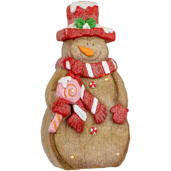 Northlight LED Lighted Gingerbread Snowman with Lollipop Christmas Figure - 15.5" Brown {6}