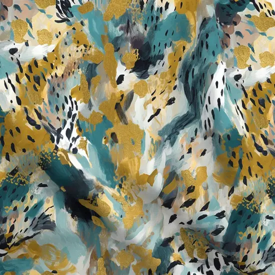 Various Fabrics by the Yard or Fat Quarter Animal Print Watercolor Jungle Nature Teal Gold Custom Printed Fabric by Spoonflower {5}