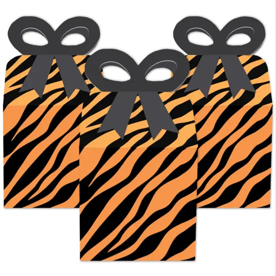 Big Dot of Happiness Tiger Print - Square Favor Gift Boxes - Jungle Party Bow Boxes - Set of 12 {3}