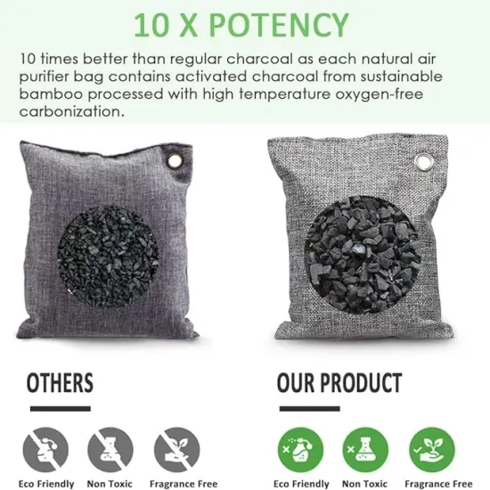 NIYIKOW&reg;- Charcoal Bags Odor Absorber (Large, 4Pack x 200g), Nature Fresh Bamboo Charcoal Air Purifying Bags {4}