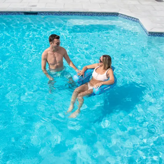 Swimline Flamingo Fabric Covered Floating U-Seat Pool Chair Float - 32" Blue {4}