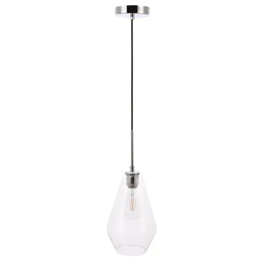 Gene 1 light Chrome and Clear glass pendant {5}