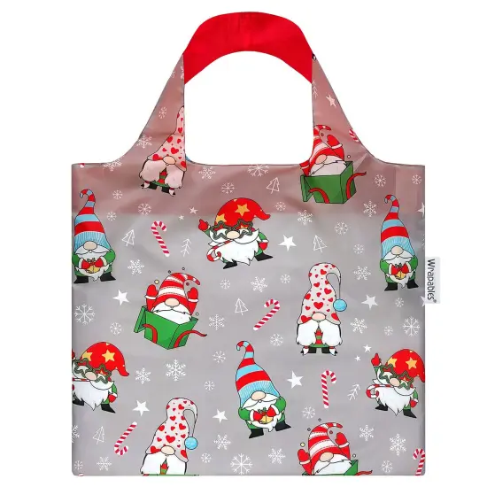 Wrapables Christmas Holiday AllyBag Collection Reusable Shopping Bag Gnomes Gray {1}