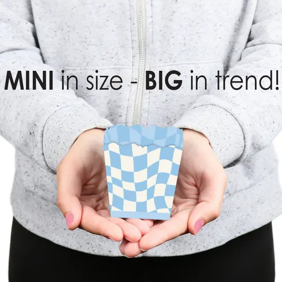 Big Dot of Happiness Blue Checkered Party - Party Mini Favor Boxes - Treat Candy Boxes - Set of 12 {6}