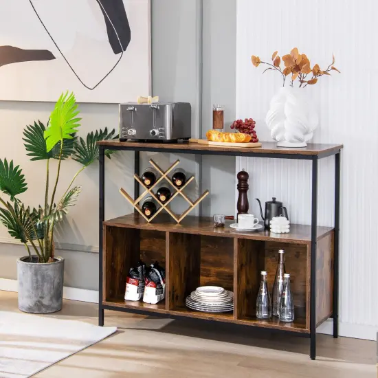 Modern Kitchen Buffet Sideboard with 3 Compartments Rustic Brown {2}
