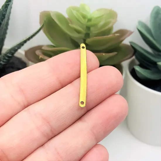 4, 20 or 50 Pieces: Antique Gold 33x3mm Simple Minimalist Bar Connectors {4}
