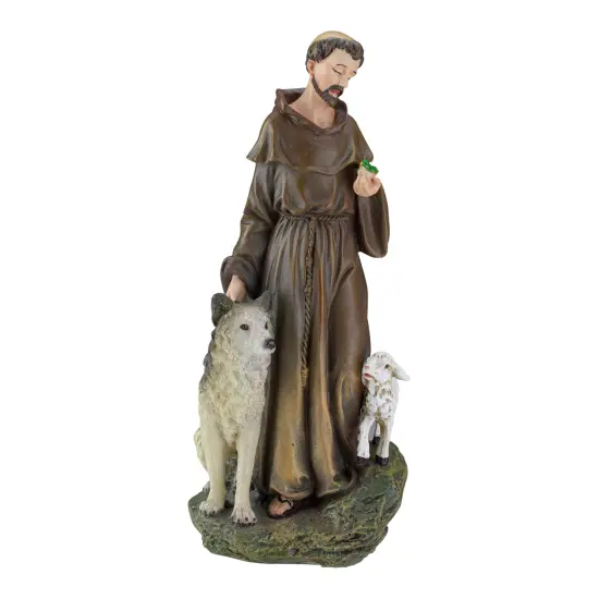 Roman Joseph's Studio St. Francis with Wolf and Lamb Figurine - 9.75" Brown {1}