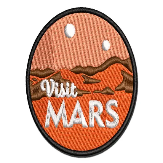 Visit Mars Science Fiction Destination Multi-Color Embroidered Iron-On or Hook & Loop Patch Applique {1}