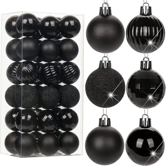 Kitcheniva Shatterproof Christmas Balls Hanging Ornaments 36 Pcs Black {1}