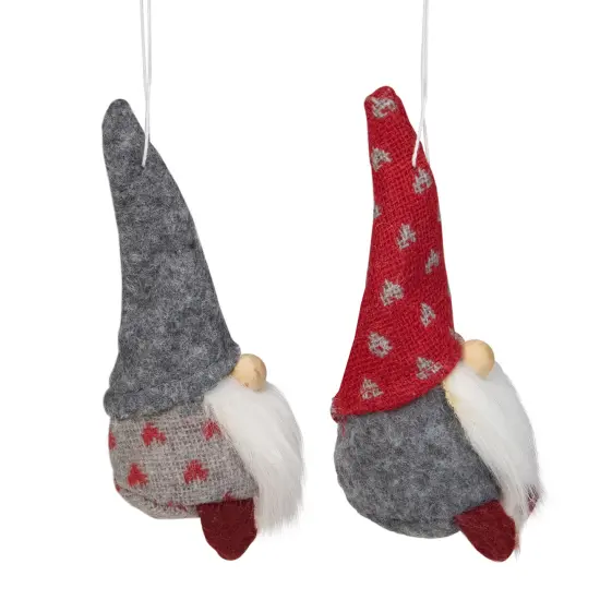 Northlight Santa Gnomes Christmas Ornaments - 4.25" - Gray and Red - Set of 2 {5}