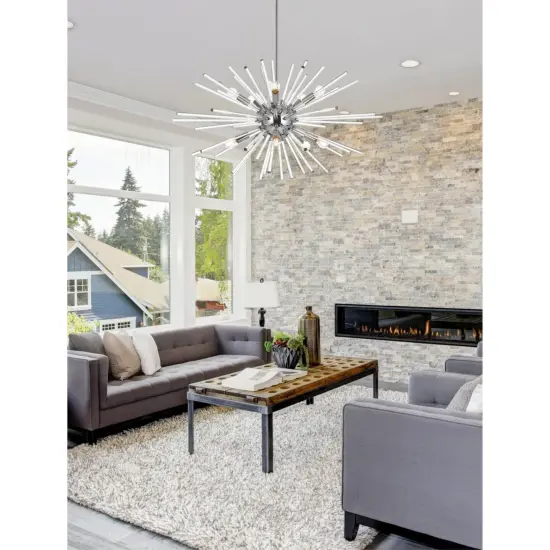 Sienna 36 inch crystal rod pendant in chrome {2}