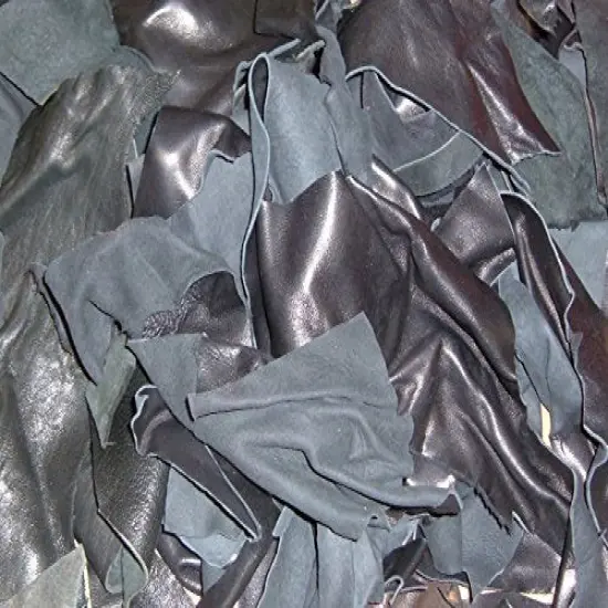Leather Scraps from Garment Leather Cutting (1 Pounds Mostly Black) {1}
