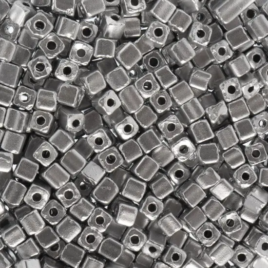 John Bead Square Czech Glass Seed Beads, 500g Metallic Silver {1}
