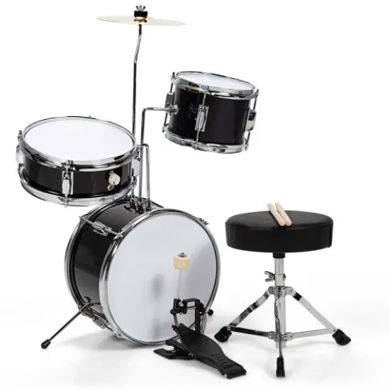 Junior Drum Set with 5 Drums Black {1}