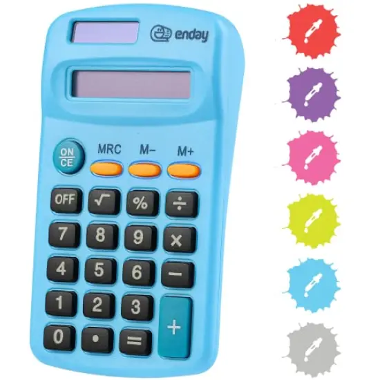 Enday 8-Digit Dual Power Pocket Size Calculator Red {6}