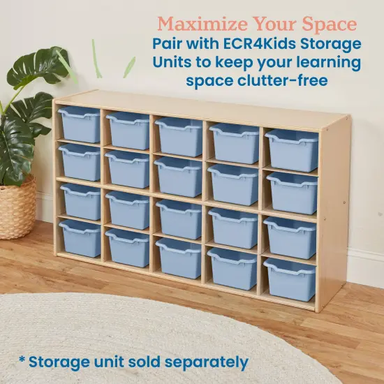 Scoop Front Storage Bins, Multipurpose Organization, 20-Pack Powder Blue {5}