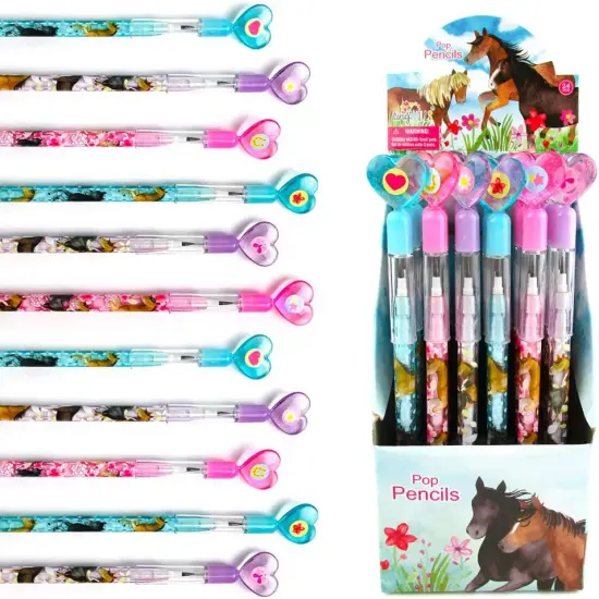 TINYMILLS 24 Pcs Horse and Pony Multi Point Stackable Pencil with Eraser {1}