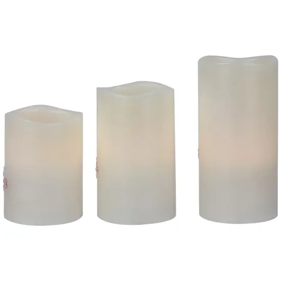 Northlight LED Flameless Frosted "Merry Christmas" Wax Pillar Candles - 6" - Set of 3 White {7}